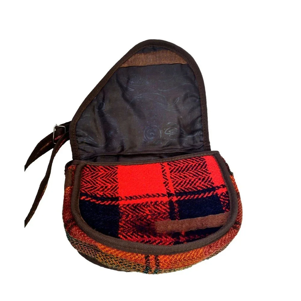 Vintage 80s 90s Southwestern Leather Turkish Kilim Bag Cross Body Boho Purse